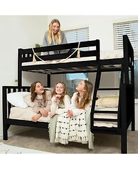 Max and Lily Bunk Bed Twin over Full Size, Solid Wood Scandinavian Style Beds for Kids