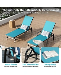 Homfan Adjustable 5-Position Outdoor Lounge Chairs Set of 2 - Durable Textilene Reclining Patio Chaise