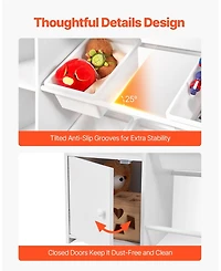 Gouun 4-Tier Kids Toy Organizer with 8 Bins, Bookshelf and Cabinet, 44.3 x 39.4 inches