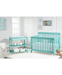 Flynama Turquoise 4in1 Convertible Crib Classic Sleigh Design Safe Finish for Baby Nursery