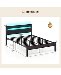 Sugift Heavy-Duty Metal Slats Support Bed Platform with Charging Station