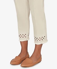 Alfred Dunner Petite Detail Driven Geometric Cut-Out Flat Front Ankle Pants