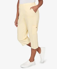 Alfred Dunner Petite Out of the Blue Fringe Denim Patch Pocket Capri Pants
