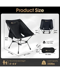 Piscifun Portable Camping Chair Plus, Larger & Roomier, Compact and Lightweight Still, Folding for Backpacking Hiking, 330Lbs Capacity