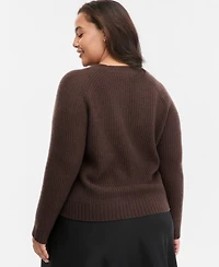 Charter Club Plus Size 100% Cashmere Shaker-Stitched Sweater, Macy's Exclusive