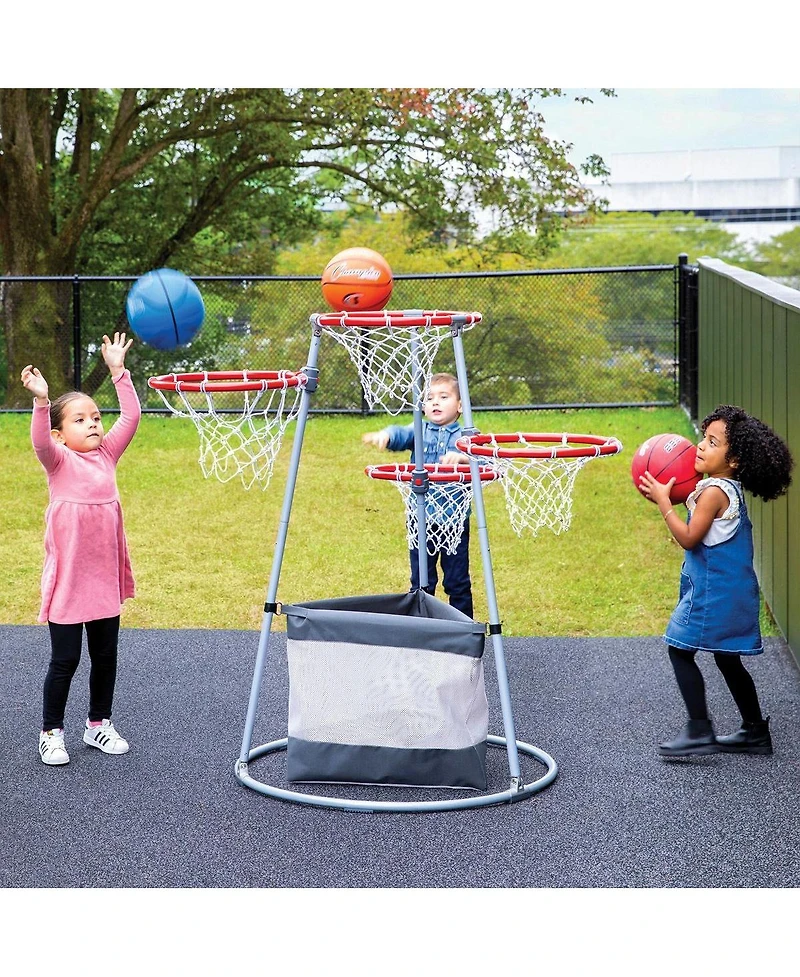 Kaplan Early Learning Company 4-Hoop Basketball Play Set with Storage Bag