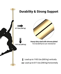 Yescom 3 Pack 9.25 Ft Spinning Static Dancing Pole Kit for Fitness Studio Club Gold