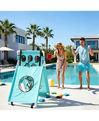 Yescom Portable Cornhole Game Set with 12 Holes Lightweight Pvc, 8 Balls and 8 Bean Bags for Pool Lawn Yard Beach
