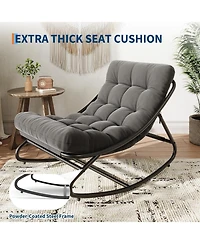 gaomon 2pcs Oversized Papasan Rocking Chair, 450 Lbs Metal Frame, 4.33'' Thick Uv and Water Resistant Cushion, Safe 30degree(s) Rocker