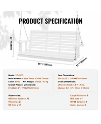 Gouun 5.5 feet Wooden Hanging Porch Swing Bench with Steel Chains.