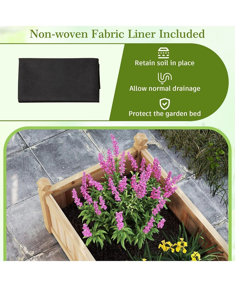 Sugift Divisible Raised Planter Box with Drainage and Fabric Liner