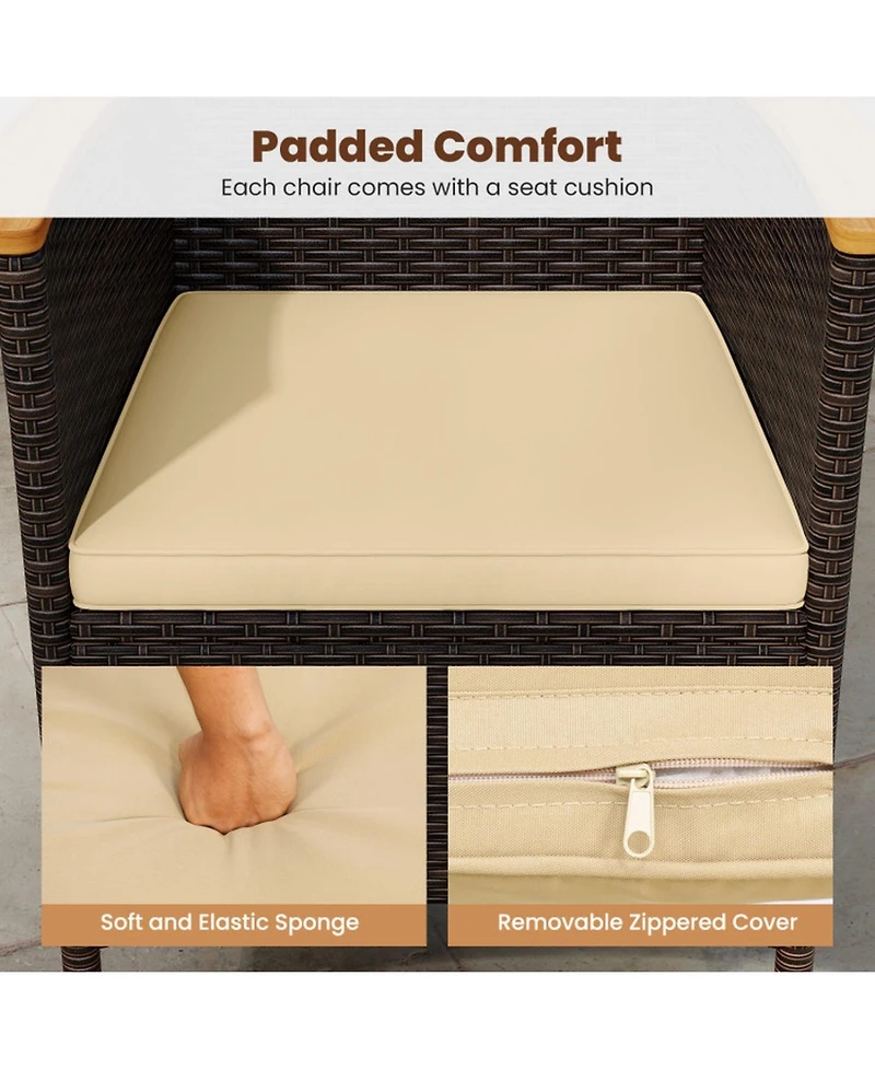 Gouun Wicker Patio Dining Chairs Set of 4 with High Backrest and Seat Cushions