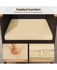 Gouun Wicker Patio Dining Chairs Set of 4 with High Backrest and Seat Cushions