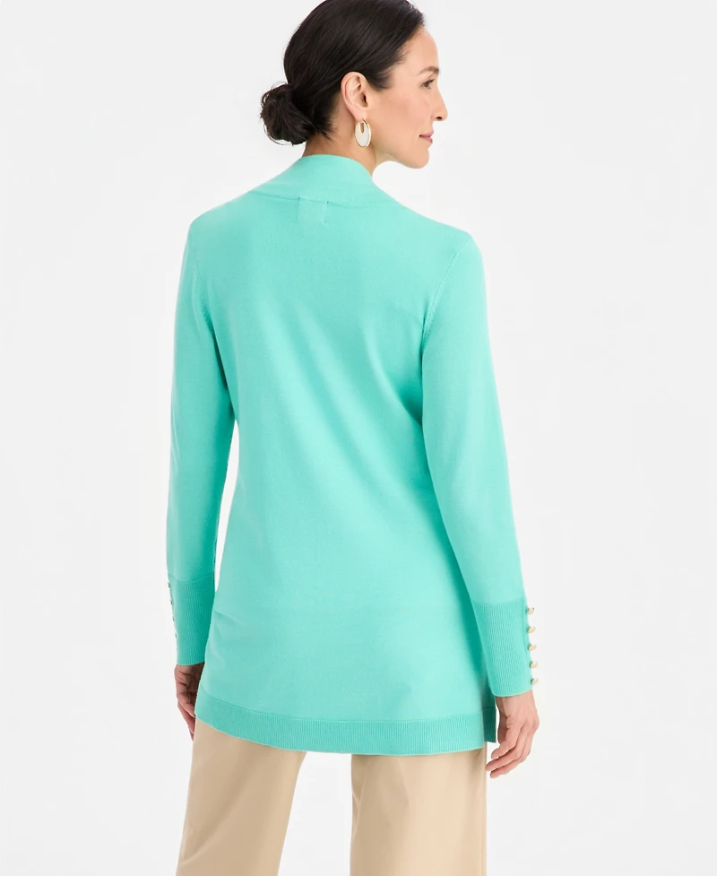 Jm Collection Women's Button-Sleeve Flyaway Cardigan Sweater