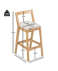 Rainsken Sturdy Rubberwood Structure with Soft Fabric Kitchen Bar Stools Set of 2