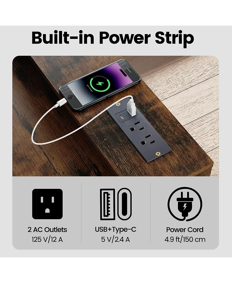 Skonyon 48 Inch Computer Desk with Monitor Stand Drawer and Shelves-Rustic Brown