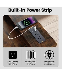 Skonyon 48 Inch Computer Desk with Monitor Stand Drawer and Shelves-Rustic Brown