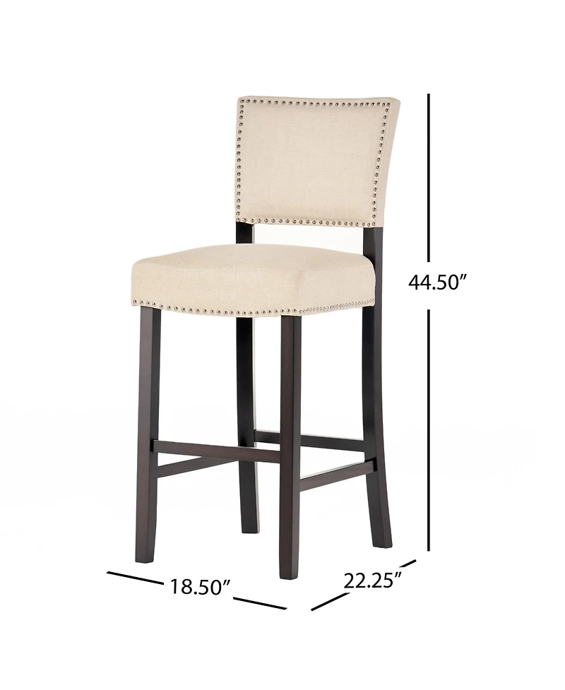 Rainsken Upholstered Counter Height Chairs Featuring Wood Frame and Rivet Accent Bar Stools Set of 2