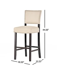 Rainsken Upholstered Counter Height Chairs Featuring Wood Frame and Rivet Accent Bar Stools Set of 2
