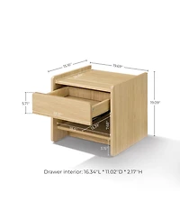 LuxenHome Hazel Oak Manufactured Wood 1-Drawer 1-Shelf 19" H End Table and Nightstand