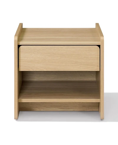 LuxenHome Hazel Oak Manufactured Wood 1-Drawer 1-Shelf 19" H End Table and Nightstand