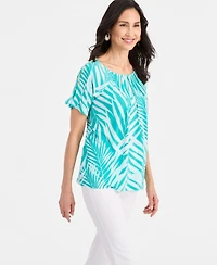 Jm Collection Women's Pleated Scoop-neck Button-Trim Top, Macy's Exclusive