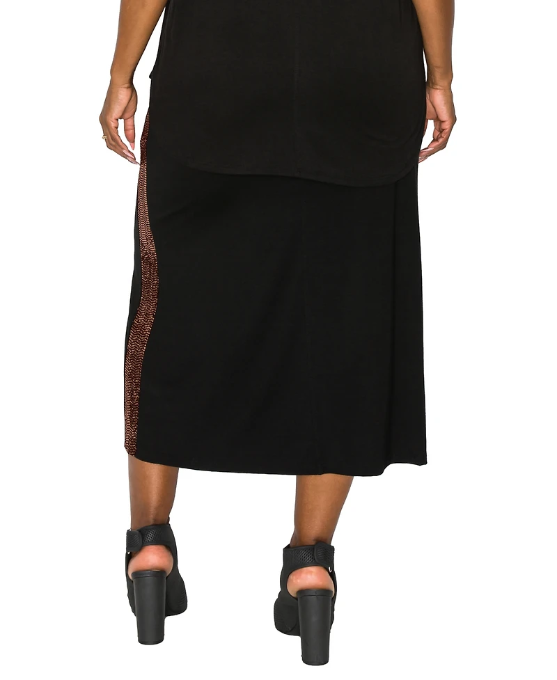 Coin 1804 Plus Sequin Side Contrast Fold Over Midi Skirts