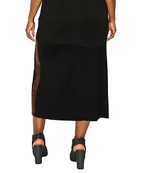 Coin 1804 Plus Sequin Side Contrast Fold Over Midi Skirts