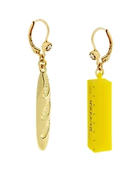 Betsey Johnson Faux Stone Girl Dinner Baguette Butter Drop Earrings
