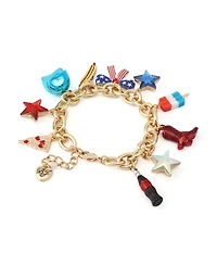 Betsey Johnson Faux Stone Americana Mixed Charm Bracelet