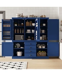 Streamdale Furniture 73 Freestanding Wooden Kitchen Pantry Cabinet with Drawers and Shelves