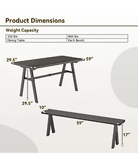 Sugift 3-Piece Outdoor Picnic Table and Bench Set for 6 People