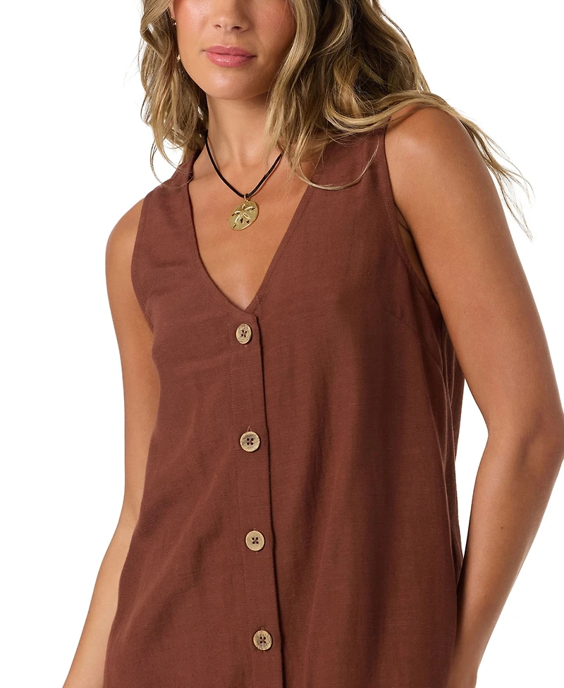 O'Neill Women's Sanders Button-Front Woven Mini Dress