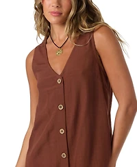 O'Neill Women's Sanders Button-Front Woven Mini Dress