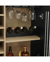 Streamdale Furniture Mid-Century Fluted Liquor Cabinet and Wine Storage