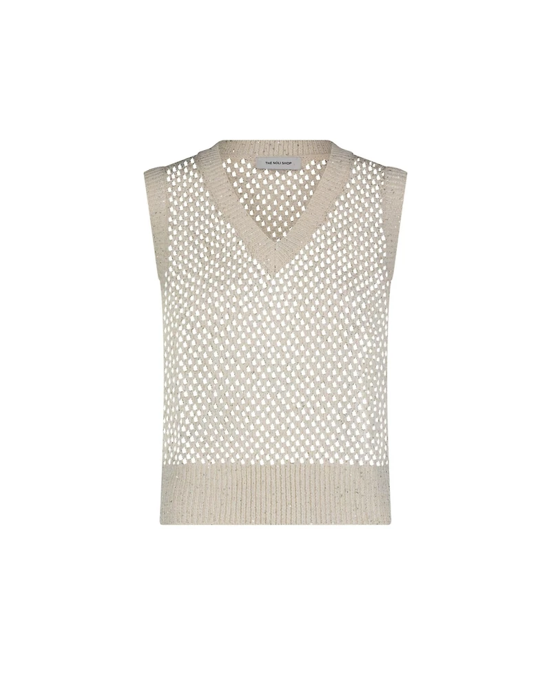 The Noli Shop Women's Addison Sequin Crochet Top - Pearl