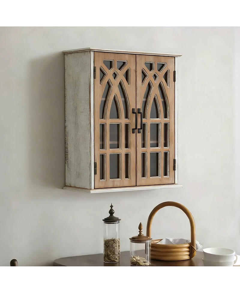 Streamdale Furniture Rustic Farmhouse Wall Cabinet with Cutout Doors