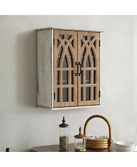 Streamdale Furniture Rustic Farmhouse Wall Cabinet with Cutout Doors