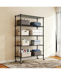 Streamdale Furniture Heavy Duty 5 Tier Wire Shelving Unit with Wheels and Feet