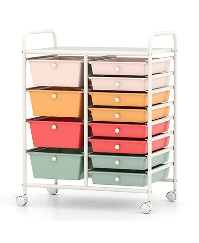 Gouun 12-Drawer Rolling Organizer Cart with 4 Large and 8 Medium Pp Drawers