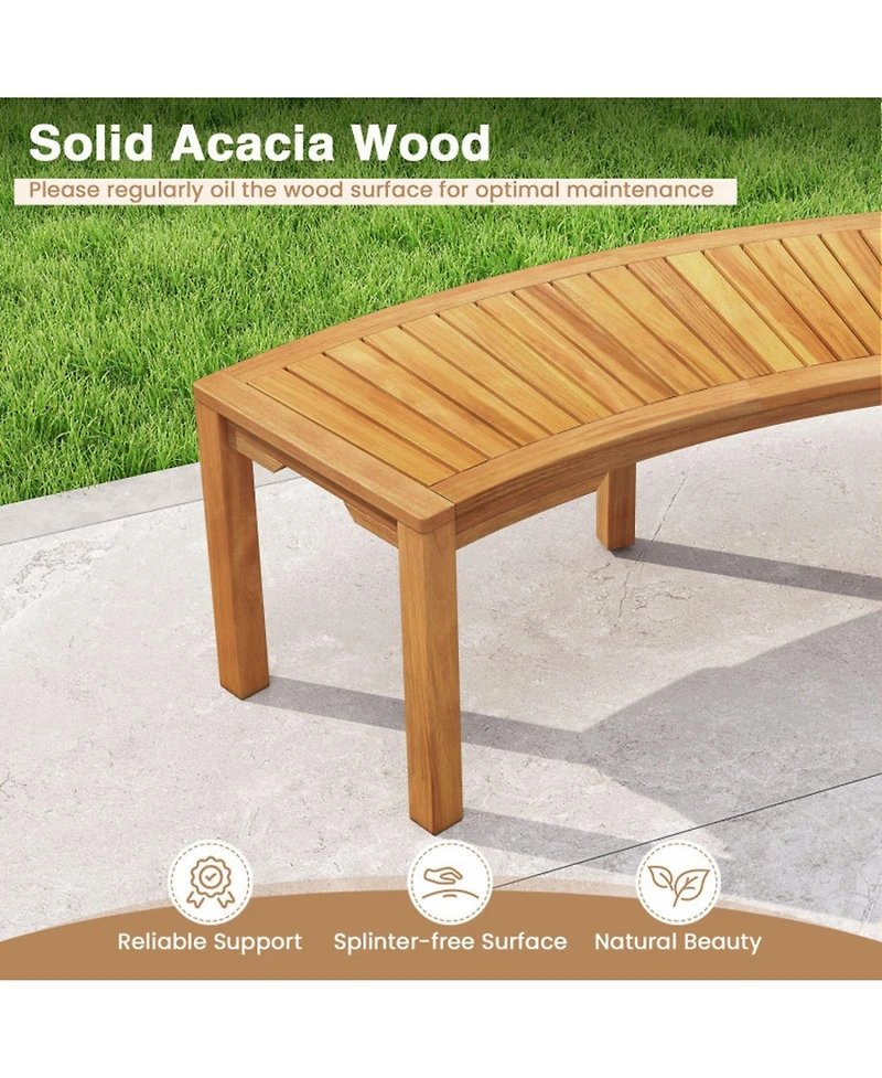 Sugift Set of 2 Outdoor Acacia Wood Curved Garden Benches 2-Person