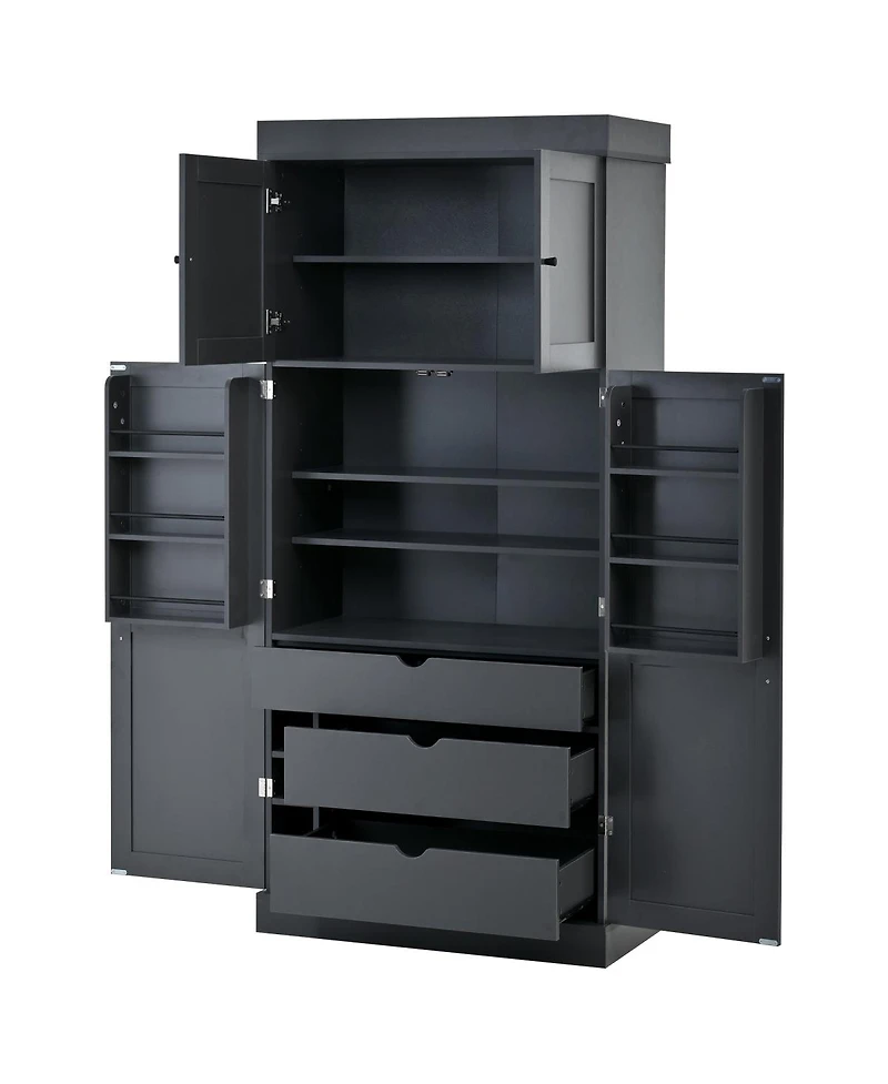 Streamdale Furniture Tall Shaker Kitchen Pantry Cabinet with Storage and Wine Racks