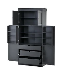 Streamdale Furniture Tall Shaker Kitchen Pantry Cabinet with Storage and Wine Racks