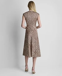 Dkny Women's V-Neck Knot Front Midi Dress