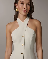 Donna Karan New York Women's Halter A-Line Sleeveless Midi Dress