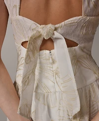 Donna Karan New York Women's Crewneck A-Line Embroidered Midi Dress