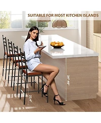 gaomon Bar Stools Set of 4 Faux Leather Bar Chair with Back Thick Cushion Upholstered Counter Height Bar Stools with Footrest for Kitchen Island