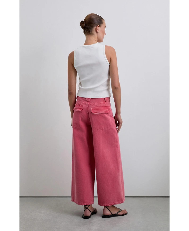 Scalpers Women's Culotte Washed Denim Pant