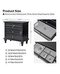 Hulala Home Arthelia Traditional 28.37''W 3-Drawer End Table with Charging Station
