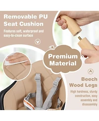 Gouun Baby 6-in-1 Beech Wood Convertible High Chair with Adjustable Footrest and Double Tray